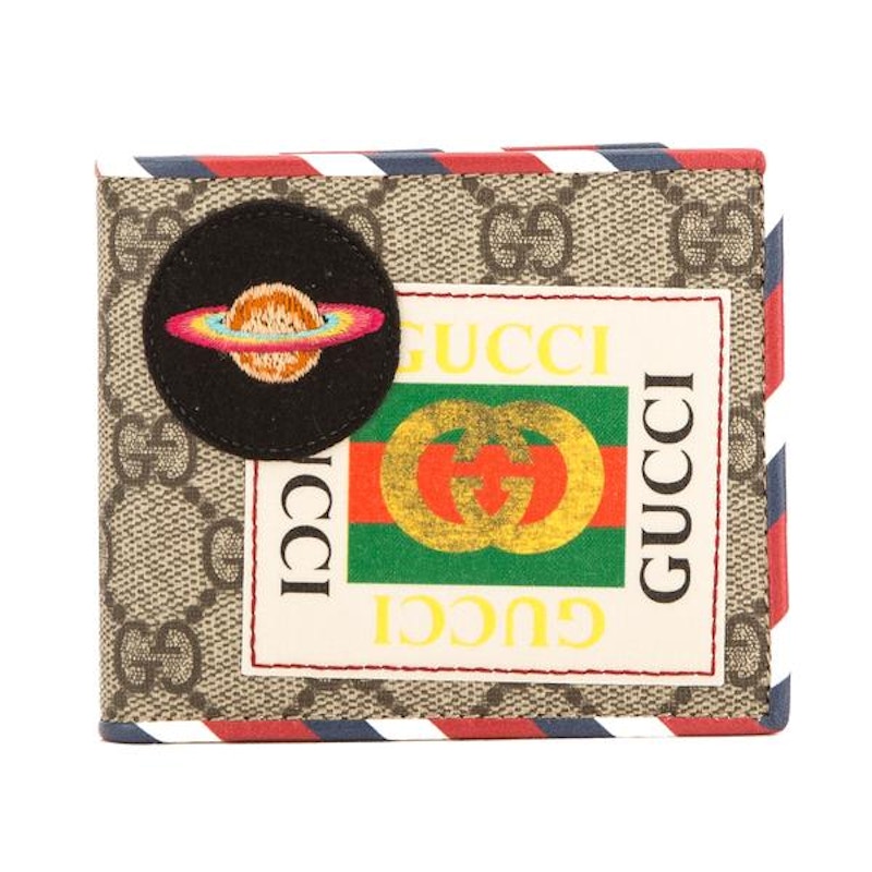 Gucci Courrier Wallet Monogram GG Supreme UFO Embroidered Brown