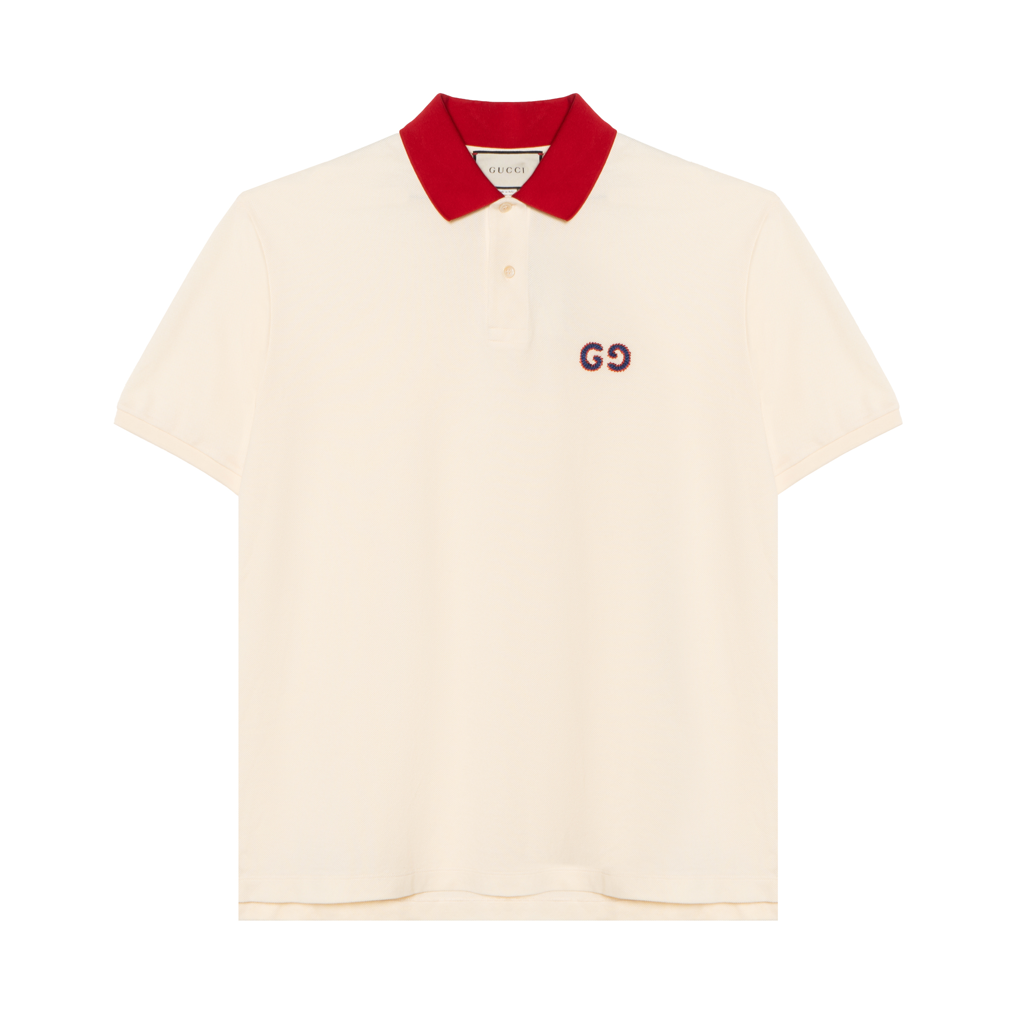 Gucci Cream Short Sleeve Polo with Contrasting Collar and Logo for Men 574086-XJA6C-9244