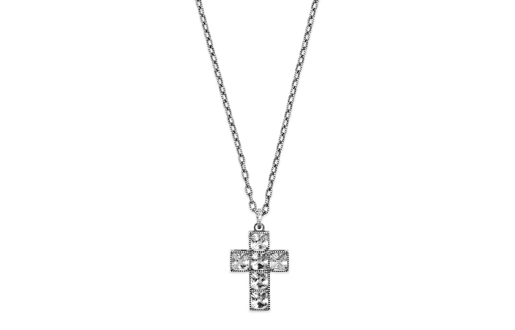 GUCCI Cross Pendant Silver Necklace Vintage Style Jewelry YBB550207001 圖 3