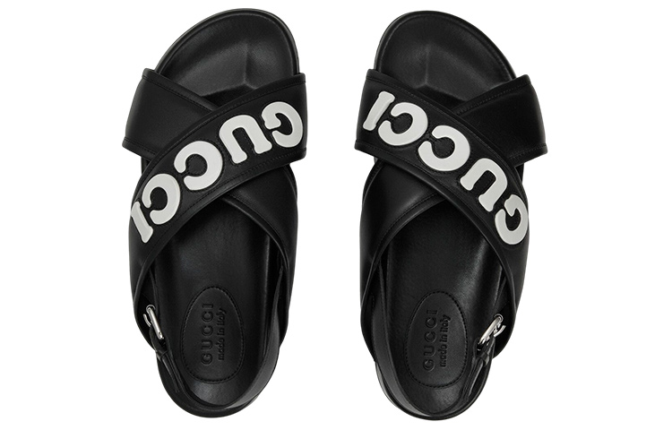 Shop Sandal Hitam Gucci Crossover 742024-AABYS-1365