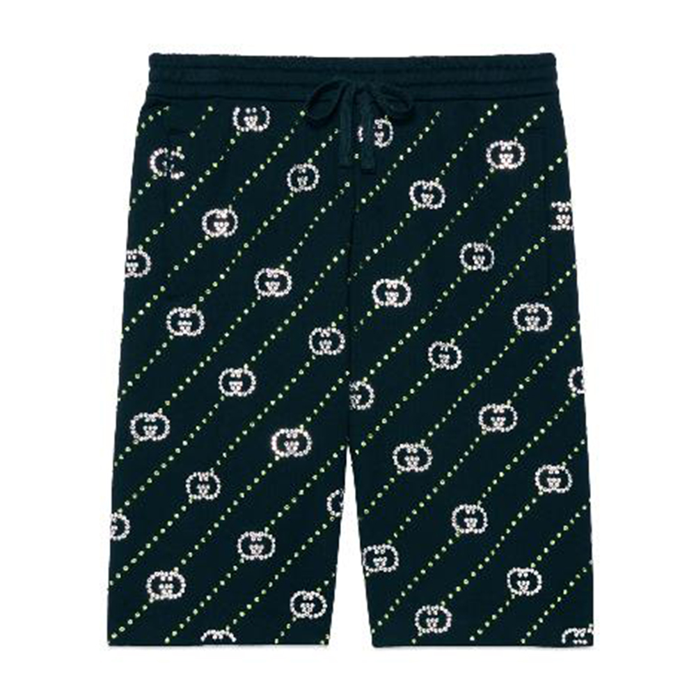 Gucci Crystal Cotton Jersey Shorts Teal 693049-XJFY8-4330