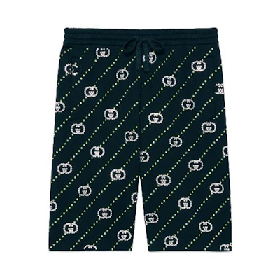 Gucci Crystal Cotton Jersey Shorts Teal 693049-XJFY8-4330