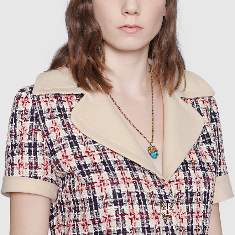 Gucci Crystal Lion Head Aged Gold Necklace-Unisex & Couples Edition. 412885-J1D50-8068 圖 5