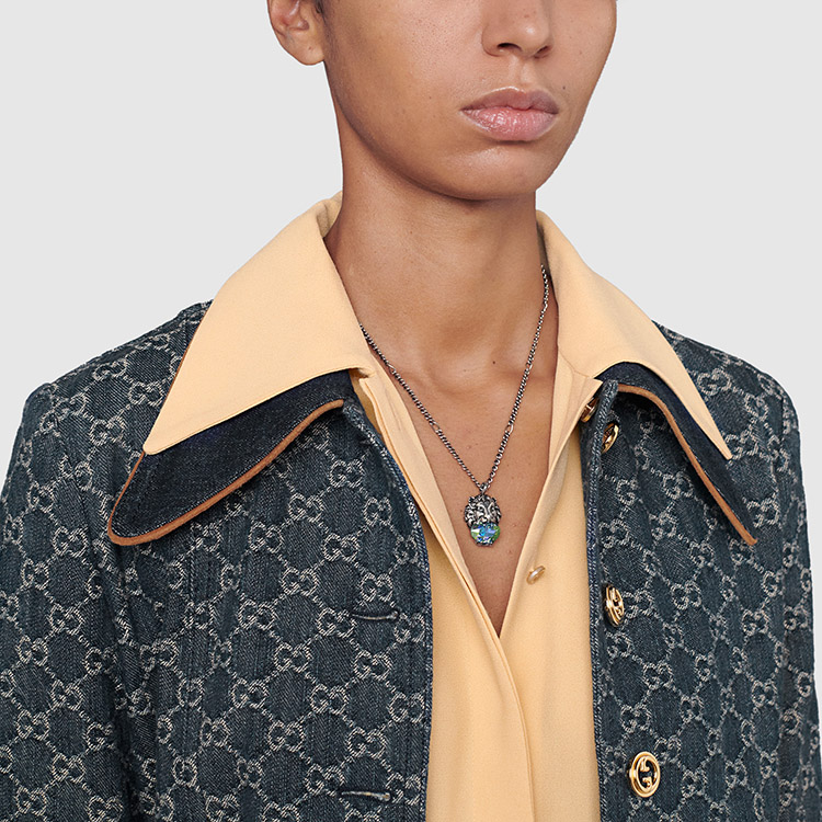 GUCCI Crystal Lion Head Necklace Fashion Jewelry 412885-J3F42-8162 圖 5