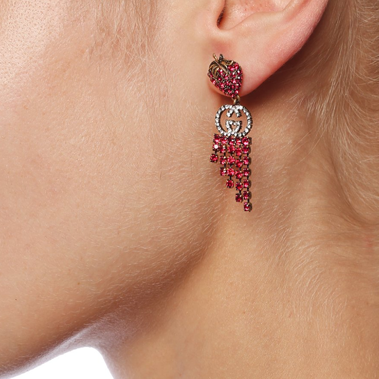 GUCCI Crystal Strawberry Earrings Vintage Red Fashion Jewelry. 580959-I4769-8413 圖 4