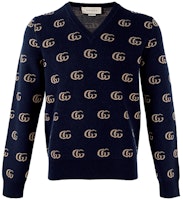 Gucci Dark Blue GG Jacquard Knit Sweater Crewneck SS22 655104-XKB3T4037 Gucci Dark Blue GG Jacquard Knit Sweater Crewneck SS22 655104-XKB3T4037