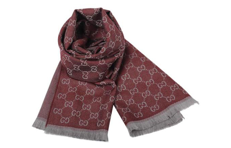 GUCCI Dark Red Wool Long Tassel GG Logo Scarf Unisex 344994-4G200-6263 圖 3