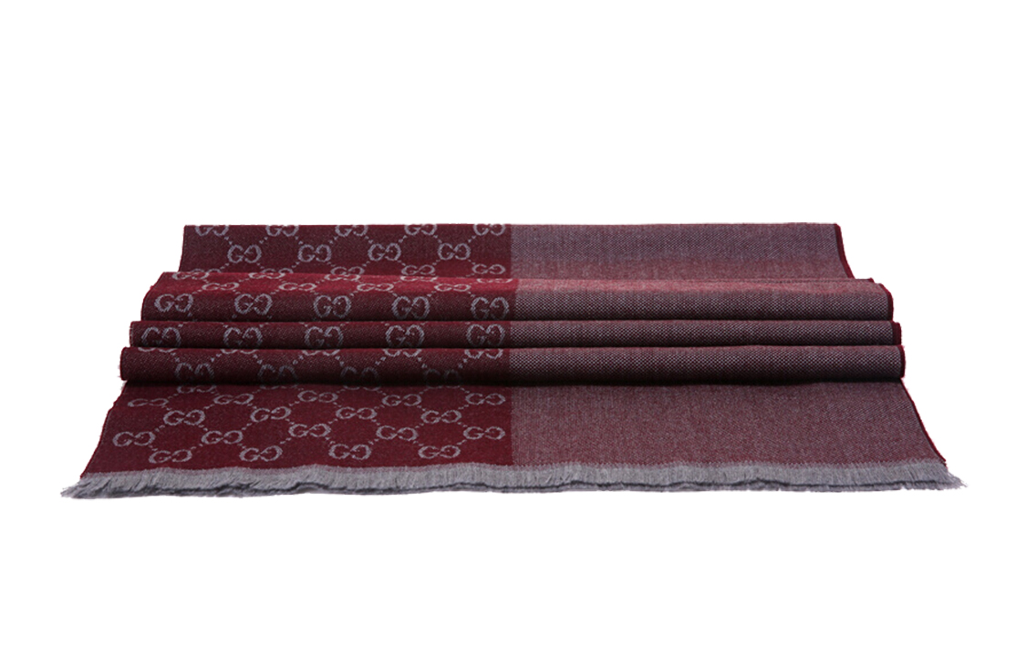 GUCCI Dark Red Wool Long Tassel GG Logo Scarf Unisex 344994-4G200-6263 圖 4