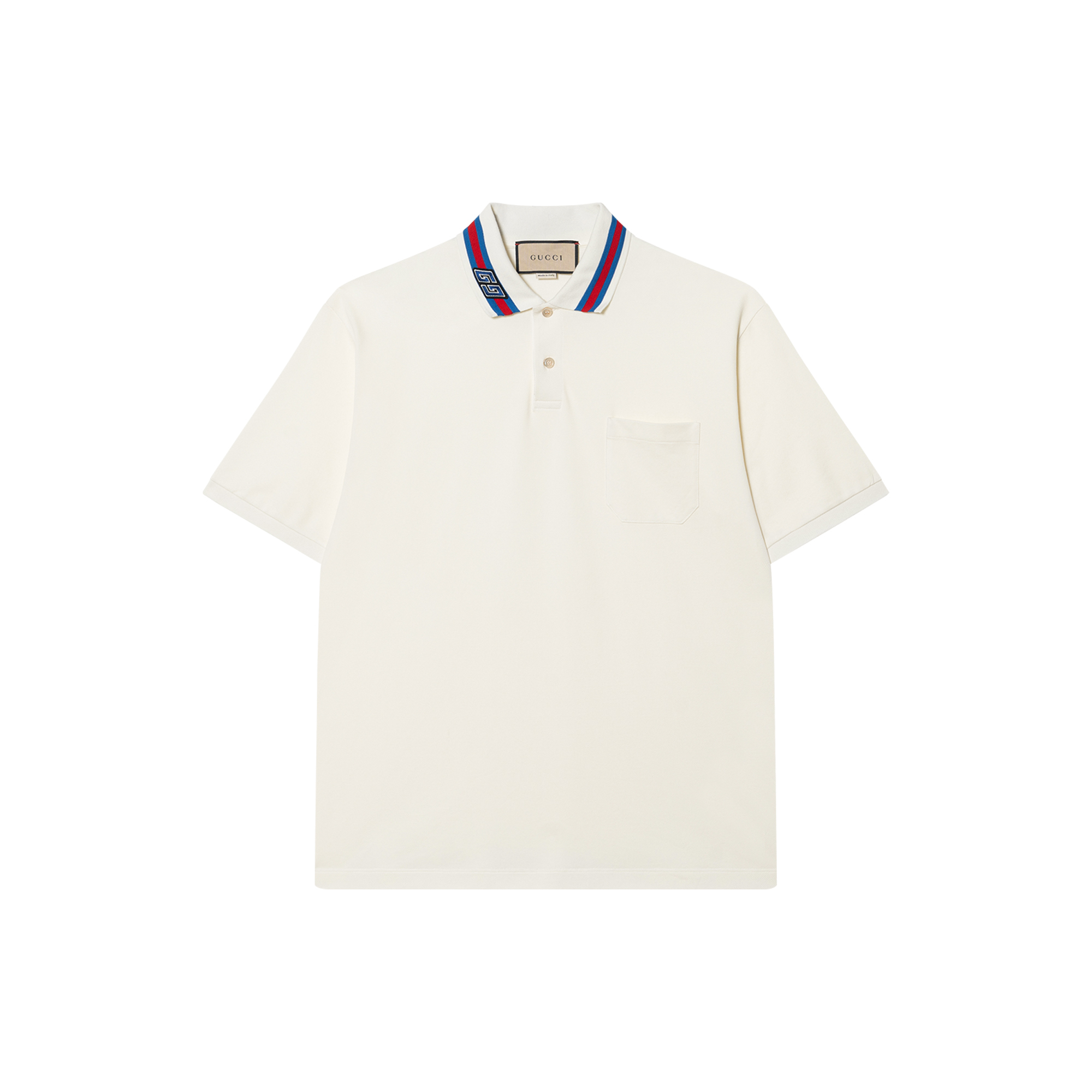 Gucci Decorated Square GG Pearl Cotton Polo Shirt Off White 2024 Mens 768630-XJF45-9733