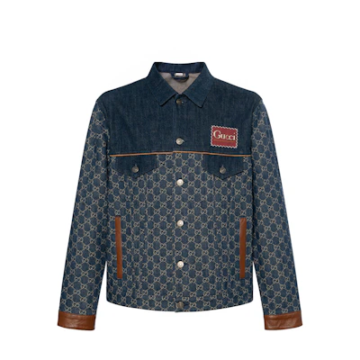 Gucci Deep Blue Logo Print Long Sleeve Denim Jacket 649110-XDBIP-4266