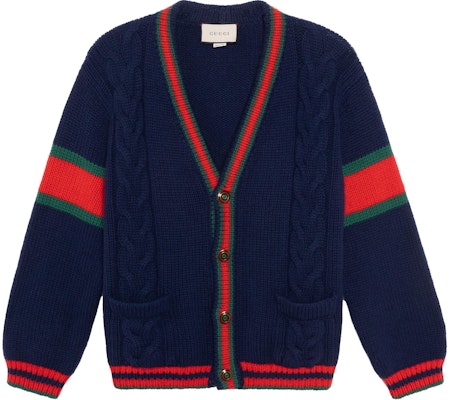 Gucci 深藍色紋理拼色V領針織毛衣 497037-X1561-4352 Buy Gucci 深藍色紋理拼色V領針織毛衣 497037-X1561-4352