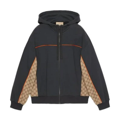 Gucci Deep Gray Logo Jacquard Zip Hoodie Jacket 768482-XJF35-1283