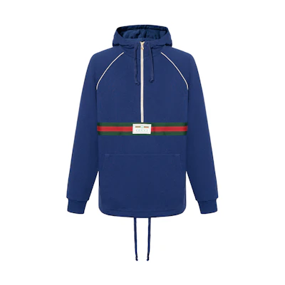 Gucci Deep Sky Blue Logo Stripe Print Hoodie 645320-XJDAK-4397