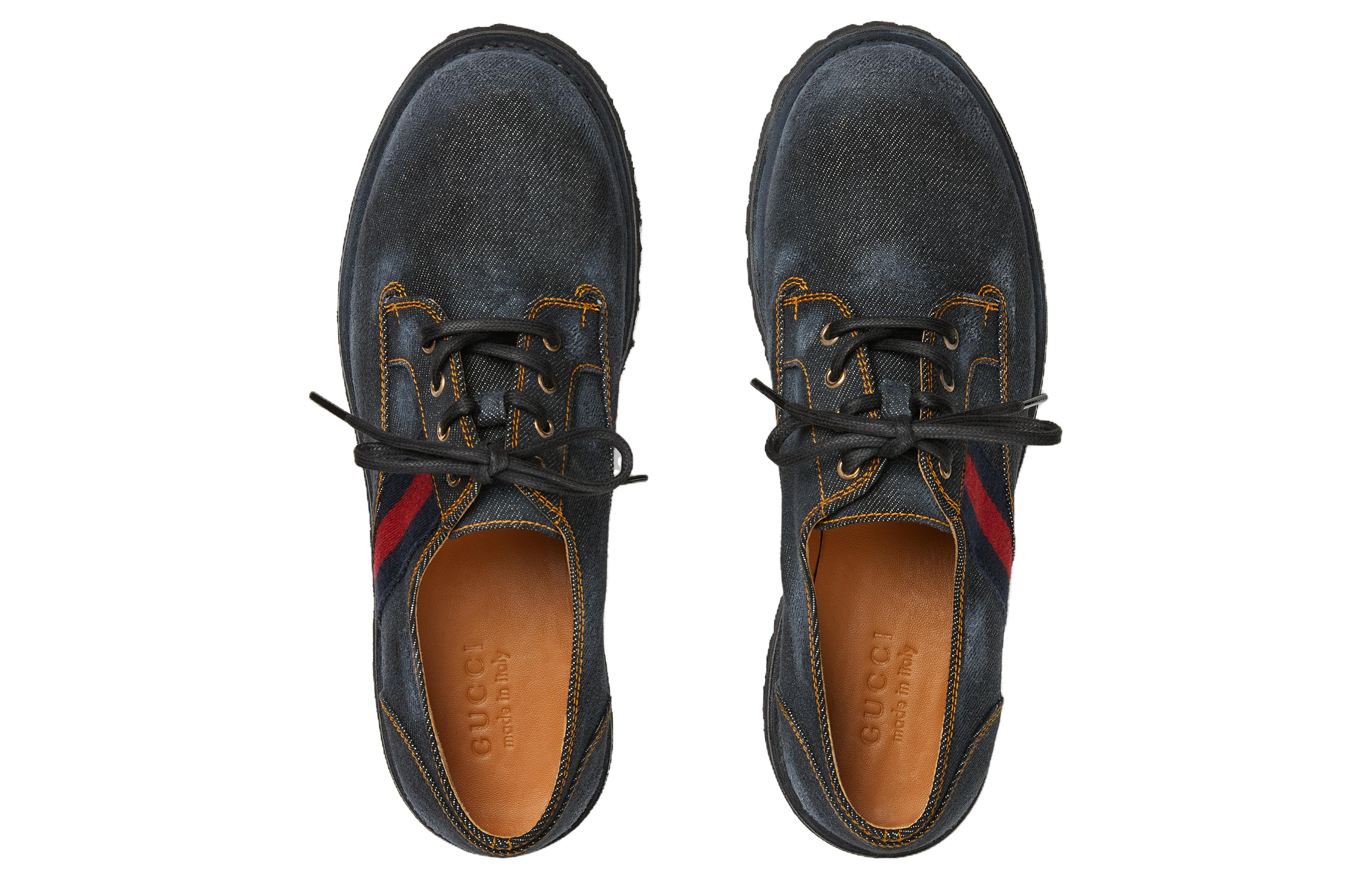 Shop Gucci Denim Derby Shoes 'Navy' 761990-FACG0-1098