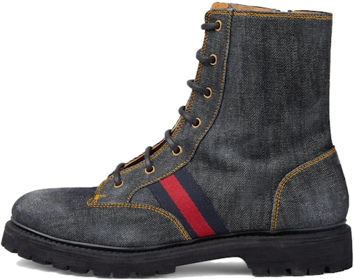 Gucci Denim Round-Toe Lace-Up Ankle Boots 'Black' 761989-FACKB-1054 Buy Gucci Denim Round-Toe Lace-Up Ankle Boots 'Black' 761989-FACKB-1054