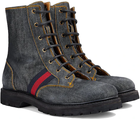 Gucci Denim Round-Toe Lace-Up Ankle Boots 'Black' 761989-FACKB-1054 Lookbook Gucci Denim Round-Toe Lace-Up Ankle Boots 'Black' 761989-FACKB-1054