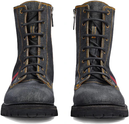 Gucci Denim Round-Toe Lace-Up Ankle Boots 'Black' 761989-FACKB-1054 Shop Gucci Denim Round-Toe Lace-Up Ankle Boots 'Black' 761989-FACKB-1054