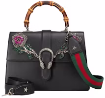 Gucci Dionysus Bamboo Top Handle Flower Deco Black Gucci Dionysus Bamboo Top Handle Flower Deco Black