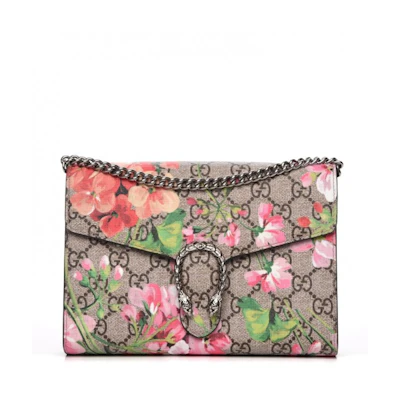 Gucci Dionysus Chain Wallet GG Supreme Blooms Mini Antique Rose