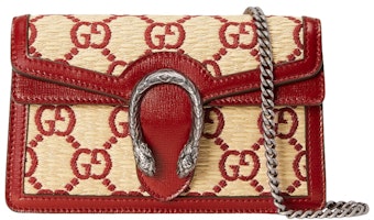 Gucci Dionysus Chain Wallet Mini GG Supreme Red Fabric Effect Gucci Dionysus Chain Wallet Mini GG Supreme Red Fabric Effect