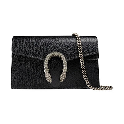 Gucci Dionysus Leather Shoulder Bag Super Mini Black
