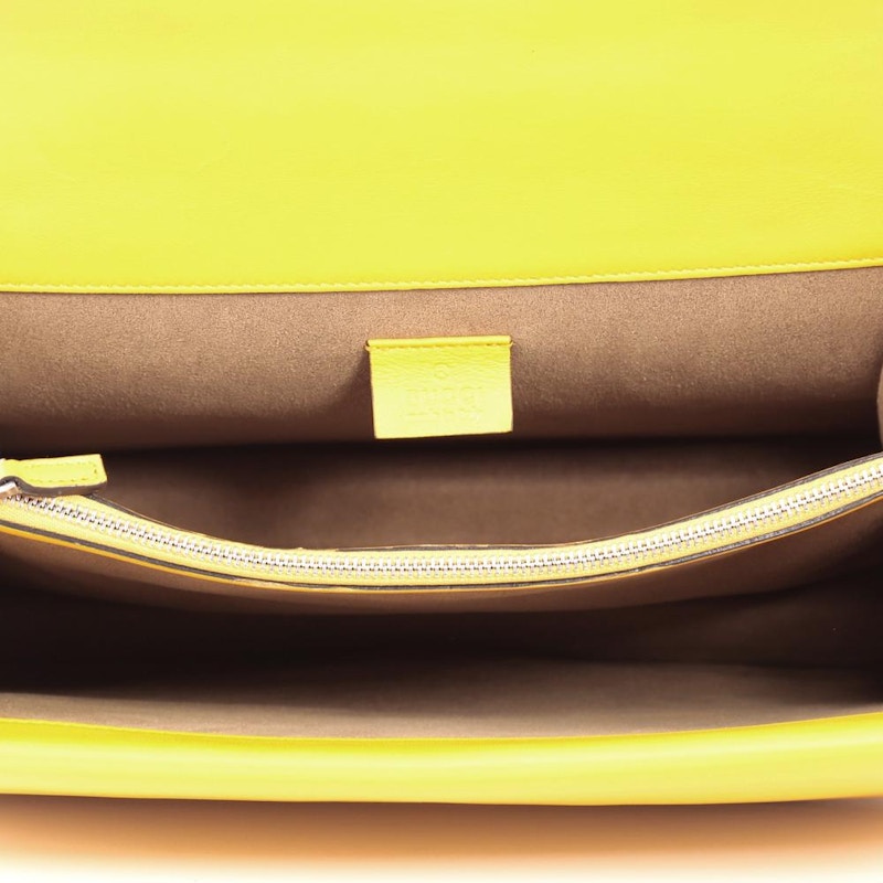 Lookbook 古馳酒神系列GG Supreme繡花中號肩背包 - 黃/米色