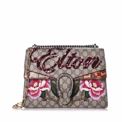 Gucci Dionysus Shoulder Bag GG Supreme/Python Elton Medium Beige/Orange