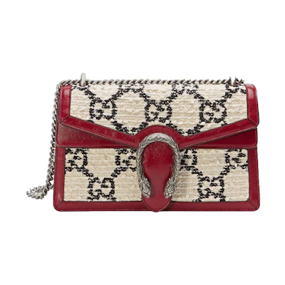 Gucci Dionysus Shoulder Bag GG Tweed Small White/Black
