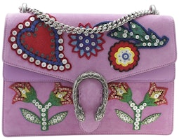 Gucci Dionysus Shoulder Bag Medium Floral Embroidered Suede Pink Gucci Dionysus Shoulder Bag Medium Floral Embroidered Suede Pink