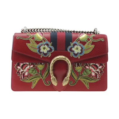 Gucci Dionysus Shoulder Bag Small Floral Embroidered Red