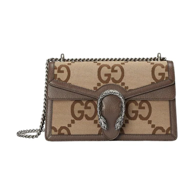 Gucci Dionysus Shoulder Bag Small Jumbo GG Camel/Ebony