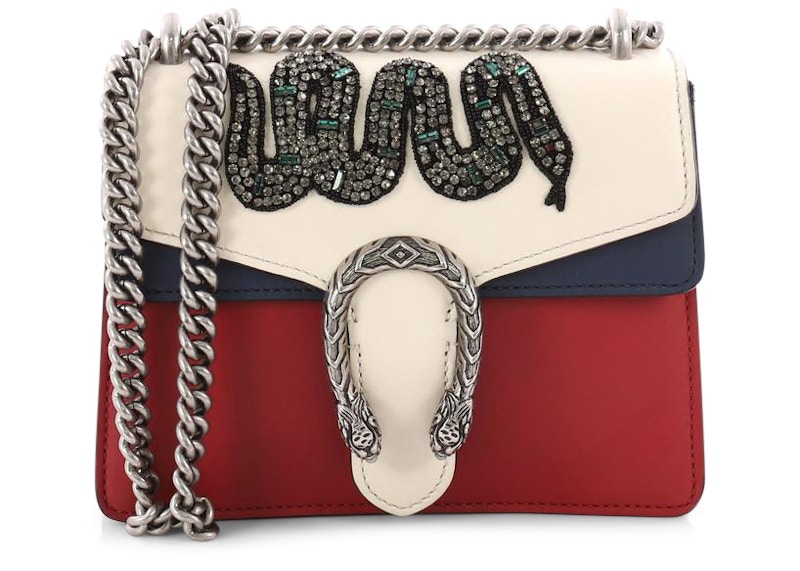 Gucci Dionysus Shoulder Bag Snake Embellished Mini White/Red/Blue