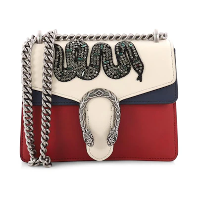Gucci Dionysus Shoulder Bag Snake Embellished Mini White/Red/Blue