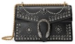 Buy 古驰狄俄尼索斯铆钉小号黑色皮革单肩包