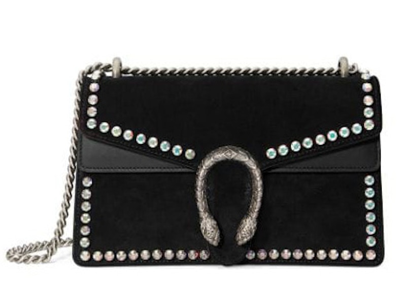 Gucci Dionysus Shoulder Bag Suede with Crystals Small Black