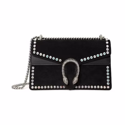 Gucci Dionysus Shoulder Bag Suede with Crystals Small Black