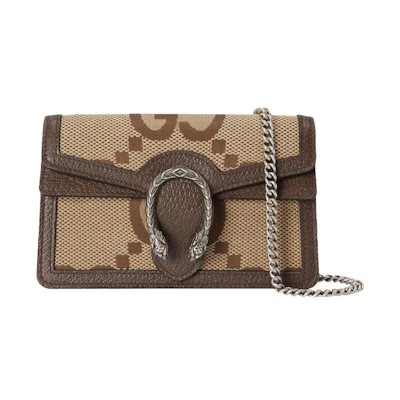 Gucci Dionysus Shoulder Bag Super Mini Jumbo GG Camel/Ebony