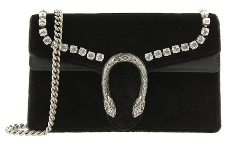 Gucci Dionysus Velvet Crystal Lined Super Mini Black
