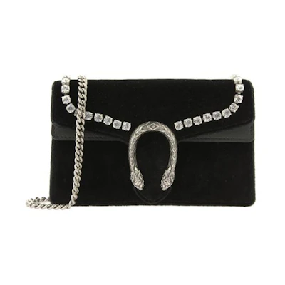 Gucci Dionysus Velvet Crystal Lined Super Mini Black