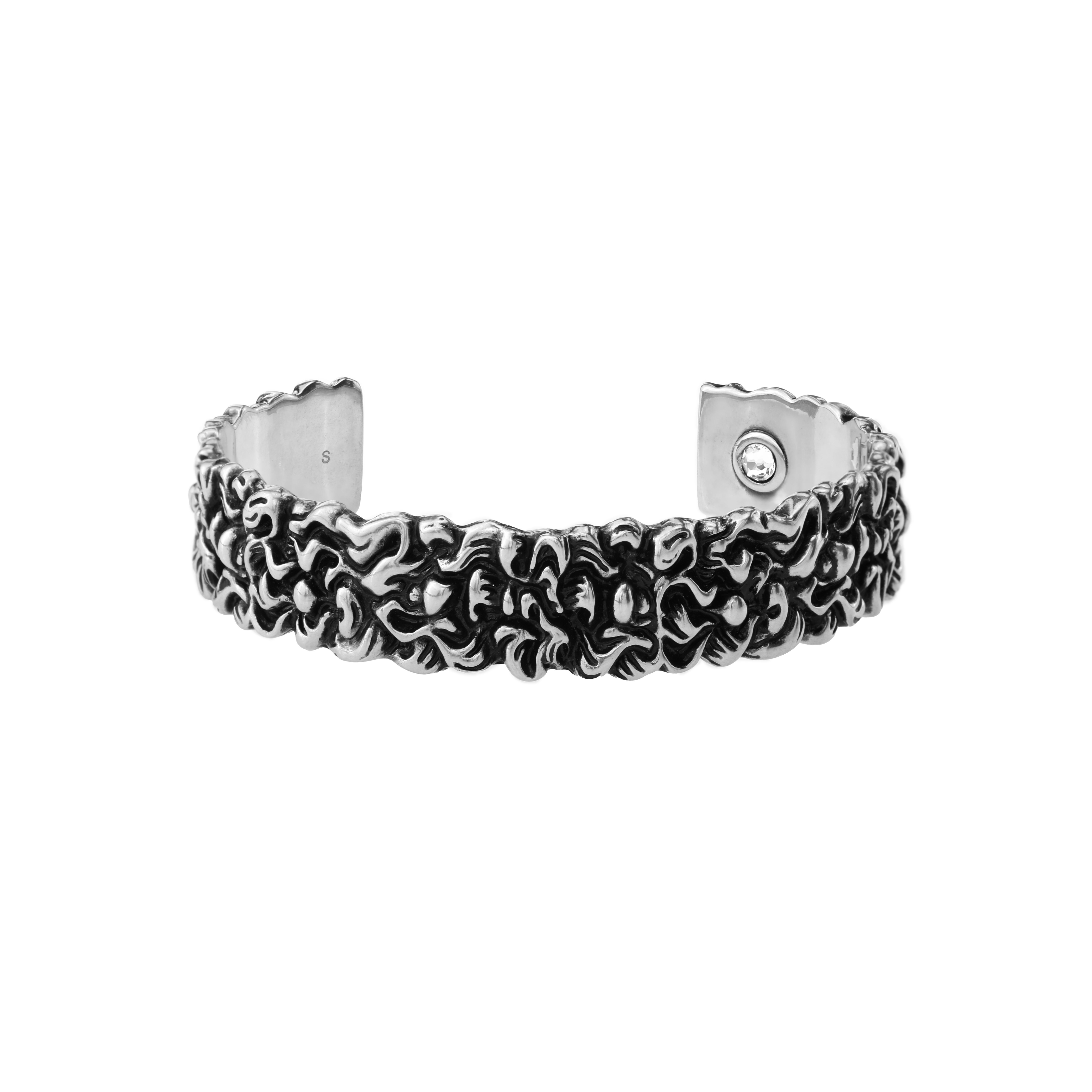 GUCCI Distressed Adjustable 925 Silver Bracelet for Men - Silver. 523241-J1D50-8162