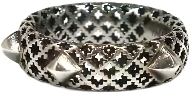 GUCCI 復古做舊銀色金屬飾釘Logo戒指 情侶款中性設計。 356961-J8400-0701 Lookbook GUCCI 復古做舊銀色金屬飾釘Logo戒指 情侶款中性設計。 356961-J8400-0701