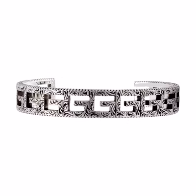 GUCCI Distressed Square 10mm Wide Silver Bracelet 551919-J8400-0811