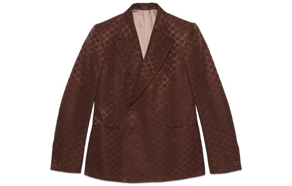 Gucci Double-Breasted Monogram Jacket Brown for Men 751390-ZAHMD-2292