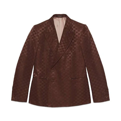 Gucci Double-Breasted Monogram Jacket Brown for Men 751390-ZAHMD-2292