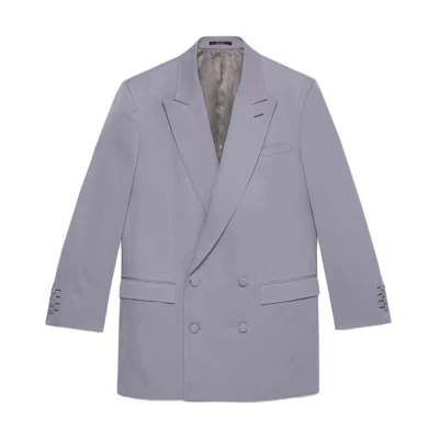 Gucci Double-Breasted Wool Suit Blazer Men Purple 753083-ZAN2V-5309