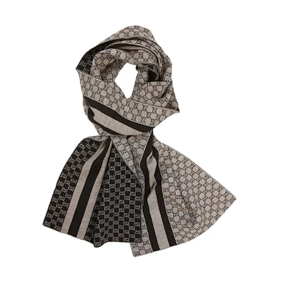 GUCCI Double-sided Floral Print Wool Scarf Unisex Brown 438253-3G206-2764