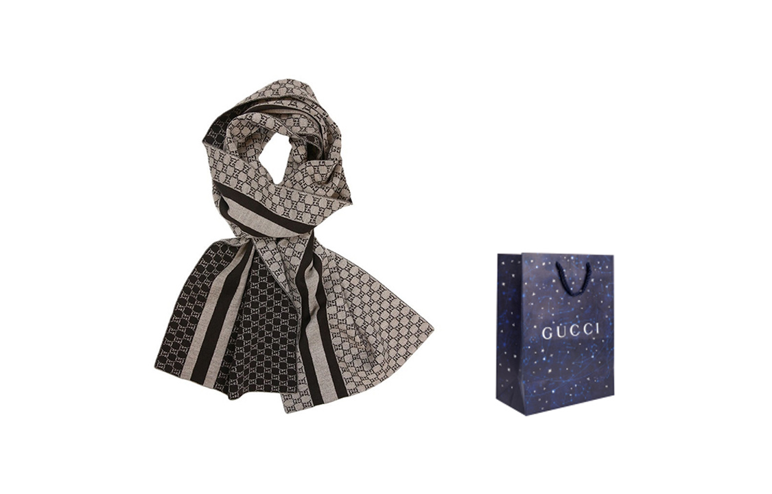 GUCCI Double-sided Floral Print Wool Scarf Unisex Brown 438253-3G206-2764 圖 6