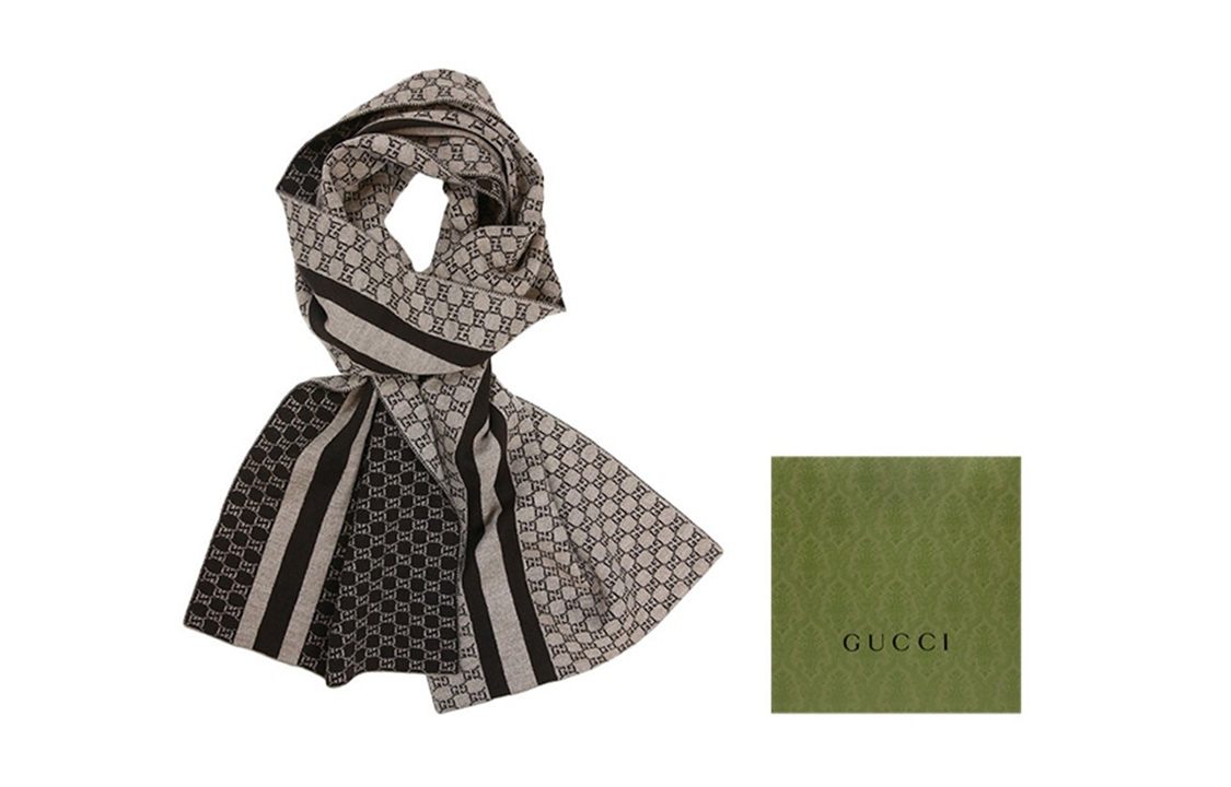 GUCCI Double-sided Floral Print Wool Scarf Unisex Brown 438253-3G206-2764 圖 7