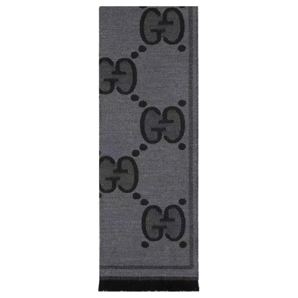 GUCCI Double-Sided Logo Scarf Unisex Couple Black/Grey 598189-4G200-1460 圖 3