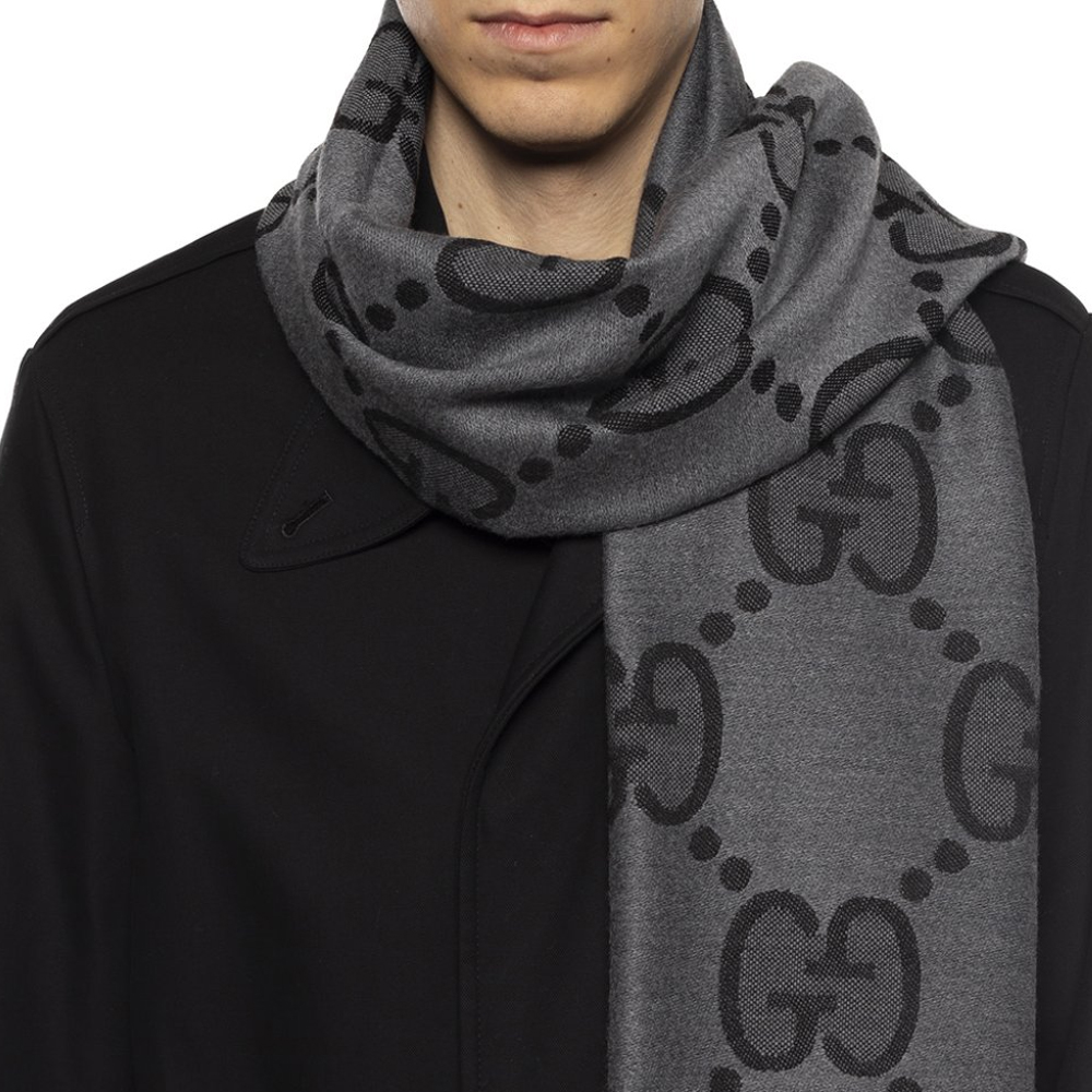 GUCCI Double-Sided Logo Scarf Unisex Couple Black/Grey 598189-4G200-1460 圖 10